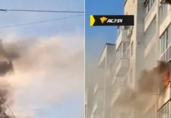 Дым от пожара окутал уникальный шумозащитный дом на Титова в Новосибирске